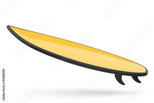 Canvas Print Realistic orange surfboard for summer surfing isolated on white background