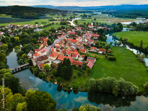 Kostanjevica na Krki Medieval Town Surrounded by River in Slovenia photo