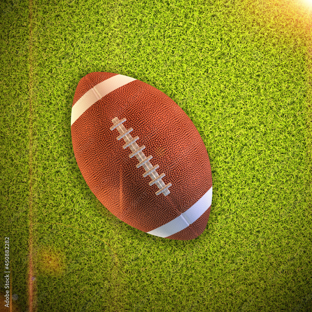 Obraz premium 3D Rugby ball on grass