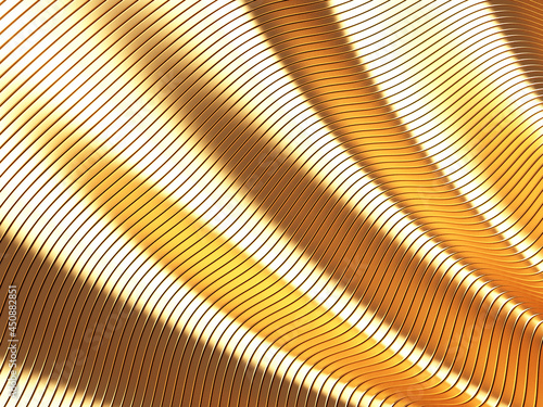 Golden abstract wavy liquid background