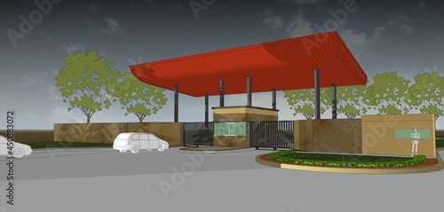 Obraz na plátně 3D illustration of building in cement plant