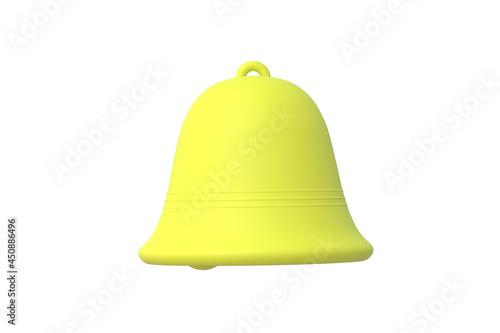 Old bell of yellow color isolated on white background. 3d render