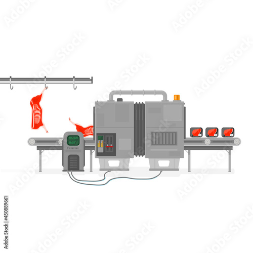 Industrial Meat Processing Plant Flat Vector Icon Illustration