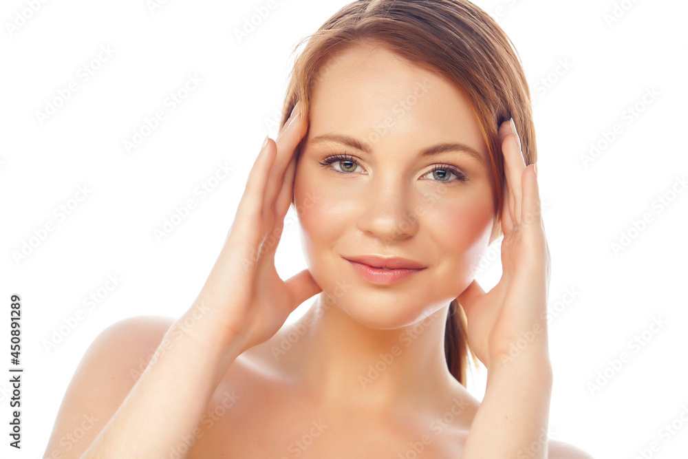 spa picture attractive lady young red hair isolated on white background spa picture attractive lady young red hair isolated on white background