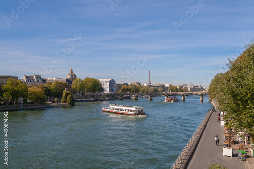Paris, a sunny day on the Seine River embankment