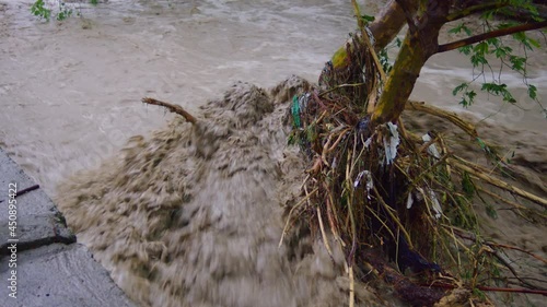 broken wood and trash at a flood or tsunami
