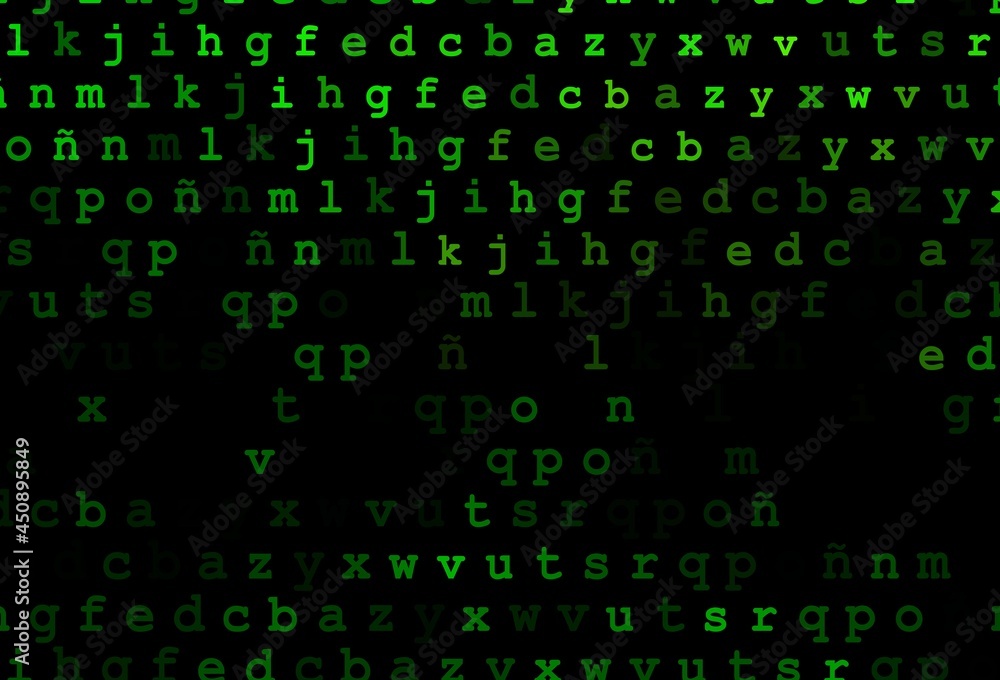 Dark green vector texture with ABC characters. Dark green vector texture with ABC characters.