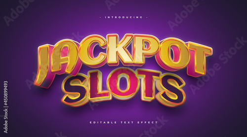 Jackpot Text in Casino Game Style with 3D and Curved Effect. Editable Text Effect