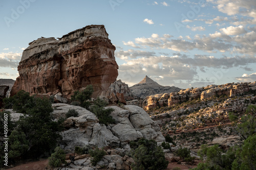 Large Rock in front of Sea of Rocks in Capitol Reef