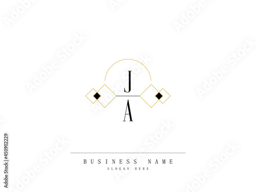 Letter JA Logo, Creative ja Logo Template with Creative Line Art Concept Premium Vector for Luxury Diamond Ring Store and etc photo