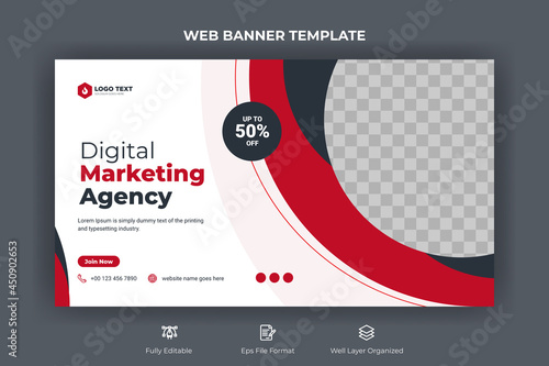 Creative corporate social media web banner and youtube thumbnail template | Youtube live stream video thumbnail for marketing agency | video thumbnail | Youtube thumbnail