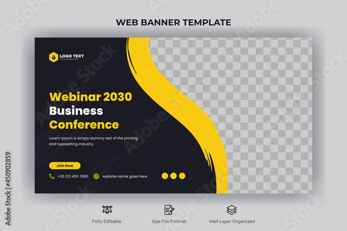 Webinar business conference web banner and youtube thumbnail template