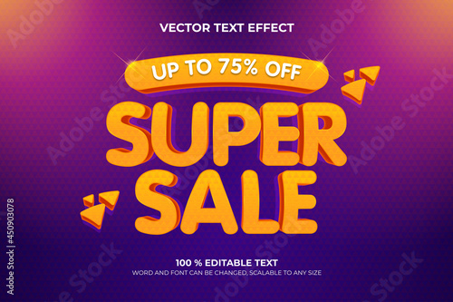 Super sale Editable 3d text effect with purple color background