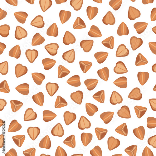 Buckwheat vector cartoon seamless pattern for template farmer market design, label and packing.