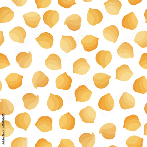 Chickpea vector cartoon seamless pattern for template farmer market design, label and packing.