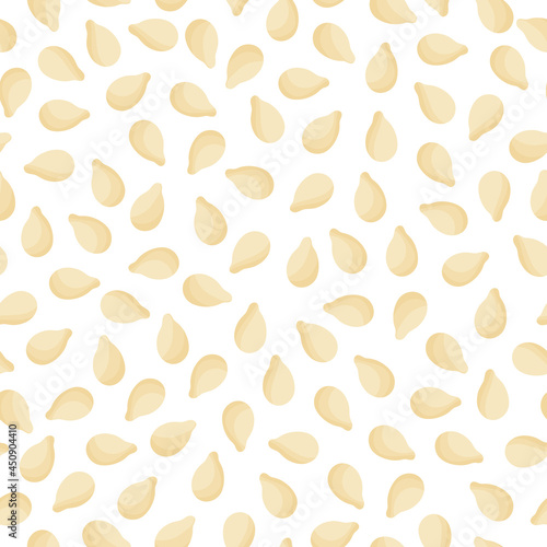 White sesame vector cartoon seamless pattern for template farmer market design, label and packing.