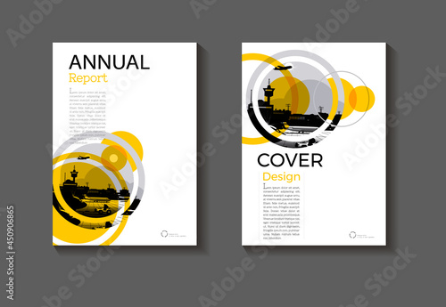 cover Circle modern design abstract background Yellow book cover Brochure  template,annual report, magazine and flyer layout Vector a4