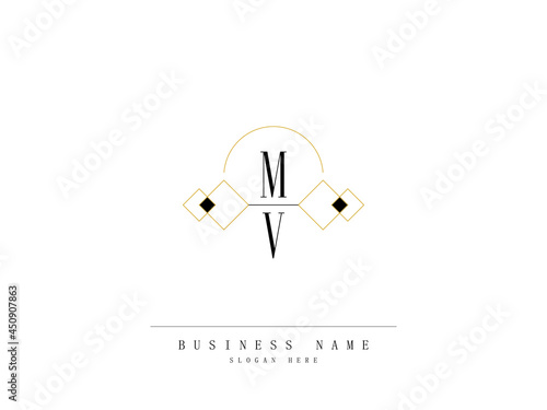 Letter MV Logo, Creative mv Logo Template with Creative Line Art Concept Premium Vector for Luxury Diamond Ring Store and etc