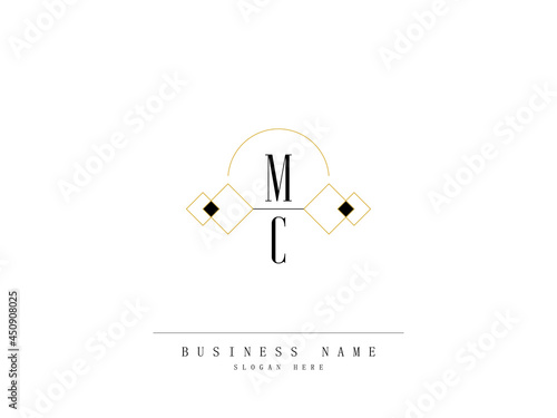 Letter MC Logo, Creative mc Logo Template with Creative Line Art Concept Premium Vector for Luxury Diamond Ring Store and etc photo