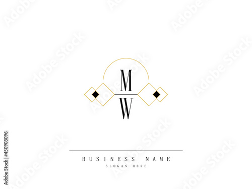 Letter MW Logo, Creative mw Logo Template with Creative Line Art Concept Premium Vector for Luxury Diamond Ring Store and etc photo