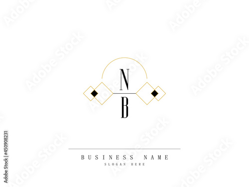 Letter NB Logo, Creative nb Logo Template with Creative Line Art Concept Premium Vector for Luxury Diamond Ring Store and etc