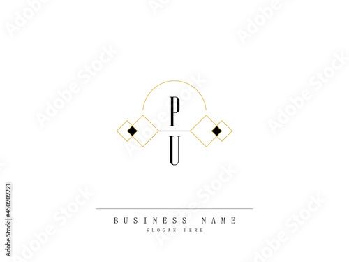 Letter PU Logo, Diamond pu Logo Template with Creative Line Art Concept Premium Vector for Luxury Diamond Ring Store and etc