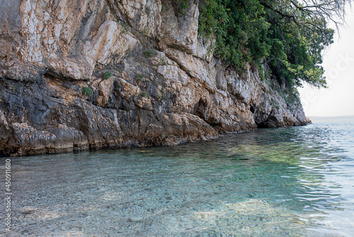 pictorial blue Adriatic sea with rocks