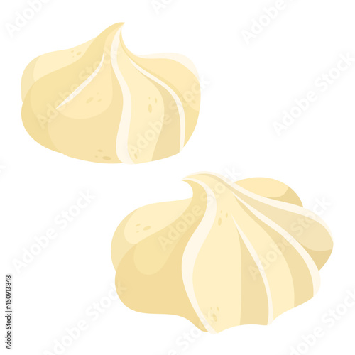 Air meringue cakes cartoon vector graphics.