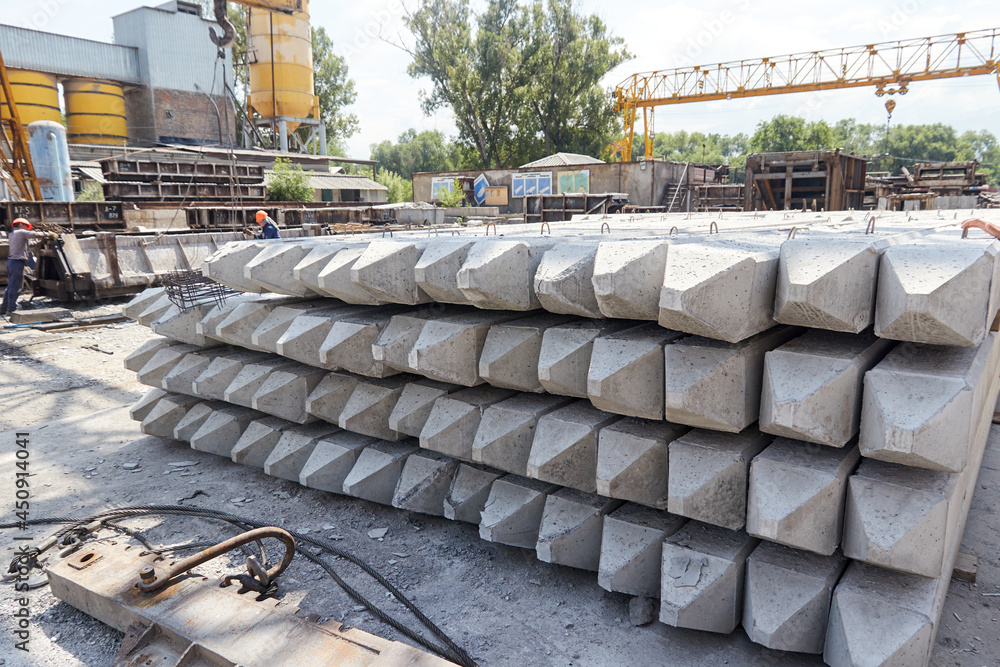 reinforced concrete piles on the site of an open workshop reinforced concrete piles on the site of an open workshop