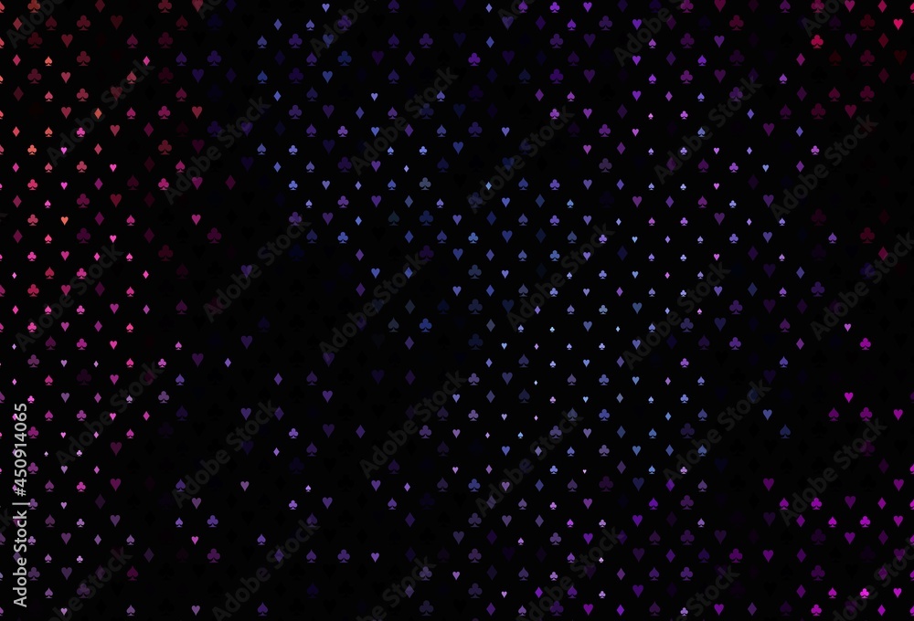 Dark pink, blue vector pattern with symbol of cards. Dark pink, blue vector pattern with symbol of cards.