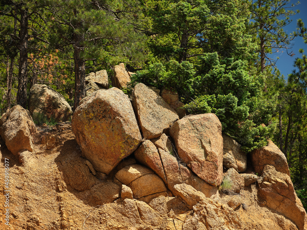 Pikes Peak boulder field on a road side