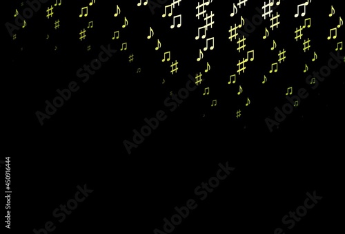Dark Green  Yellow vector pattern with music elements.