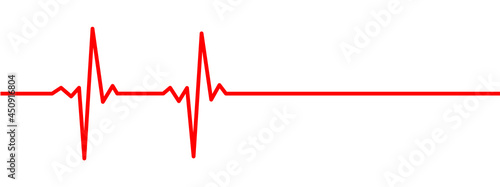 Heart rate monitor pulse line vector isolated on transparent background. Heart rate pulse rhythm red line illustration.