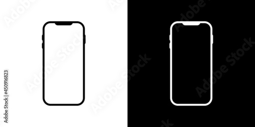 Smartphone icon vector. Flat outline cellphone or mobile phone illustration icon symbol.  photo