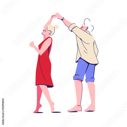 romantic dance of two elderly people