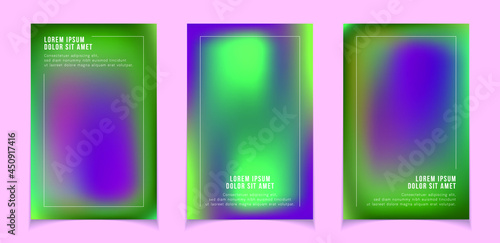 Green purple gradient backgrounds, business brochure covers vector collection