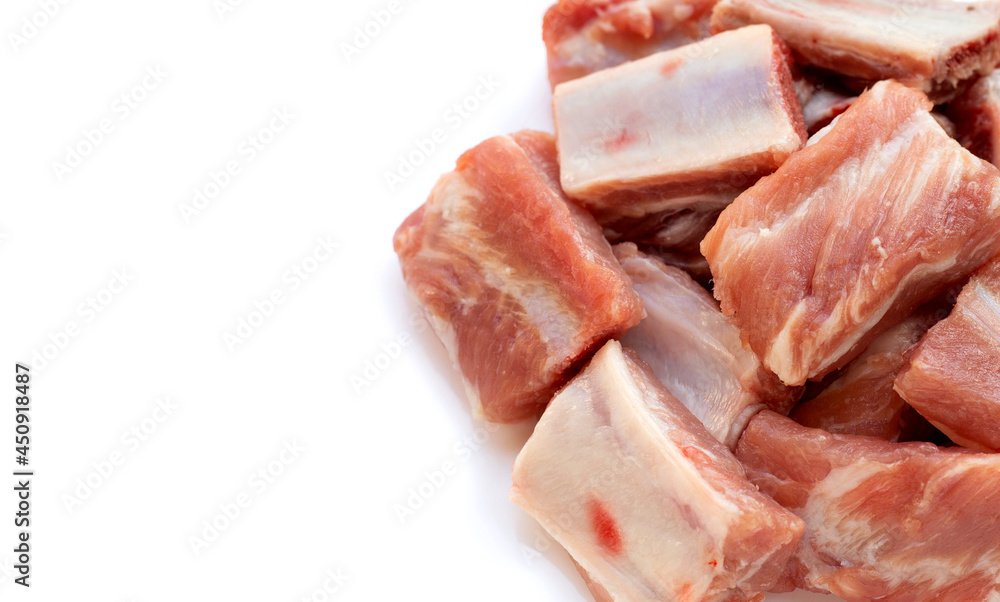 Raw pork ribs isolated on white background