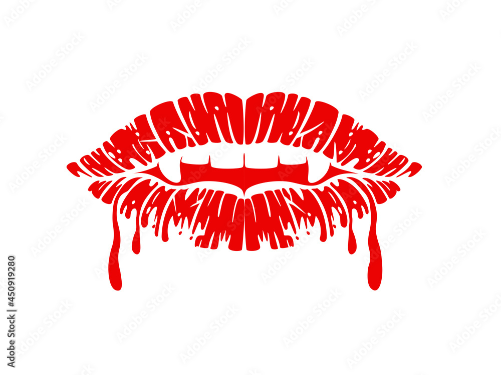 Plakat lips vampire mouth, lipstick mark style isolated illustration