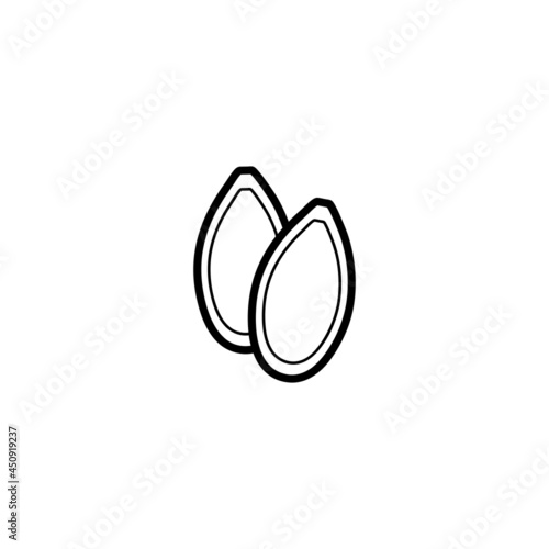 Almond icon in flat style. Bean vector illustration on isolated background. Nut business concept.