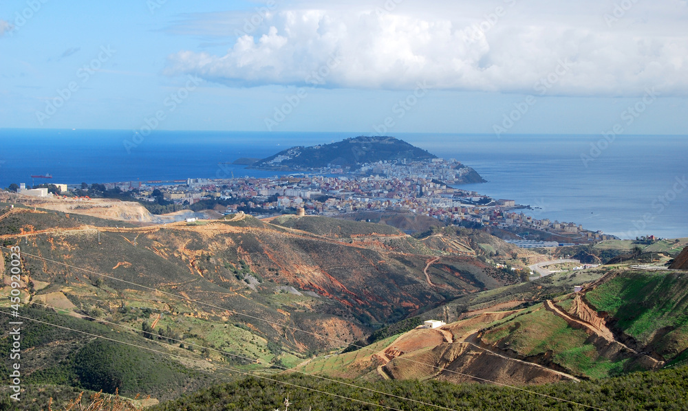 Panoramic view of the city of Ceuta (Sebta) in northern Morocco over the Mediterranean