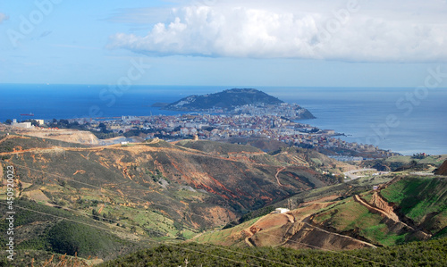 Panoramic view of the city of Ceuta (Sebta) in northern Morocco over the Mediterranean