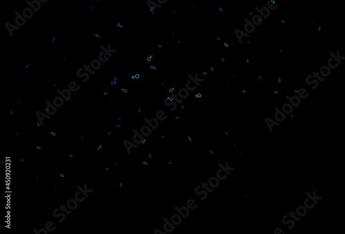 Dark blue, green vector backdrop with gender signs.