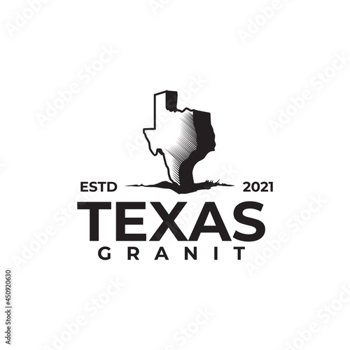 black map texas granite company logo design