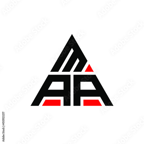 MAA triangle letter logo design with triangle shape. MAA triangle logo design monogram. MAA triangle vector logo template with red color. MAA triangular logo Simple, Elegant, and Luxurious Logo. MAA 
 photo