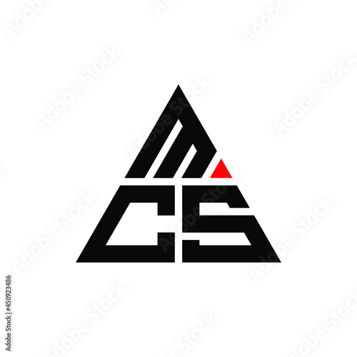 MCS triangle letter logo design with triangle shape. MCS triangle logo design monogram. MCS triangle vector logo template with red color. MCS triangular logo Simple, Elegant, and Luxurious Logo. MCS 
