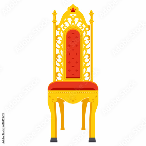 gold carved throne for the emperor. chair in classic style. flat vector illustration.