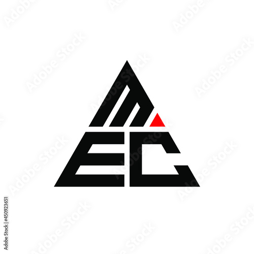 MEC triangle letter logo design with triangle shape. MEC triangle logo design monogram. MEC triangle vector logo template with red color. MEC triangular logo Simple, Elegant, and Luxurious Logo. MEC 
