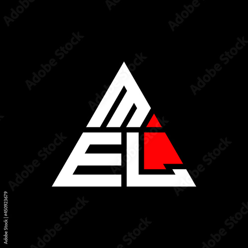 MEL triangle letter logo design with triangle shape. MEL triangle logo design monogram. MEL triangle vector logo template with red color. MEL triangular logo Simple, Elegant, and Luxurious Logo. MEL 