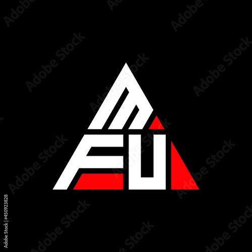 MFU triangle letter logo design with triangle shape. MFU triangle logo design monogram. MFU triangle vector logo template with red color. MFU triangular logo Simple, Elegant, and Luxurious Logo. MFU 
 photo