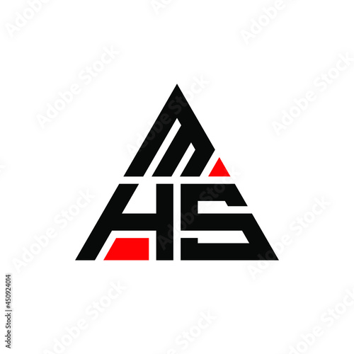 MHS triangle letter logo design with triangle shape. MHS triangle logo design monogram. MHS triangle vector logo template with red color. MHS triangular logo Simple, Elegant, and Luxurious Logo. MHS
  photo